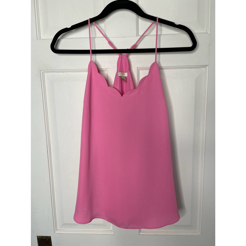 J. Crew Pink Scallop-Edge Silk Cami